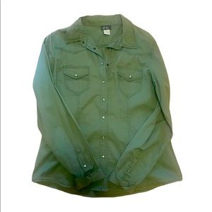 Women’s olive green utility jacket shirt